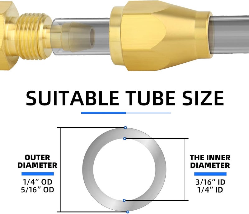 ChillWaves Brass Pneumatics Reusable Replacement Fitting，Hose-End Repair Fitting 1/4" ID Hose（1/4" Barb）x 1/4" NPT Rigid(5-PACK) - Image 3